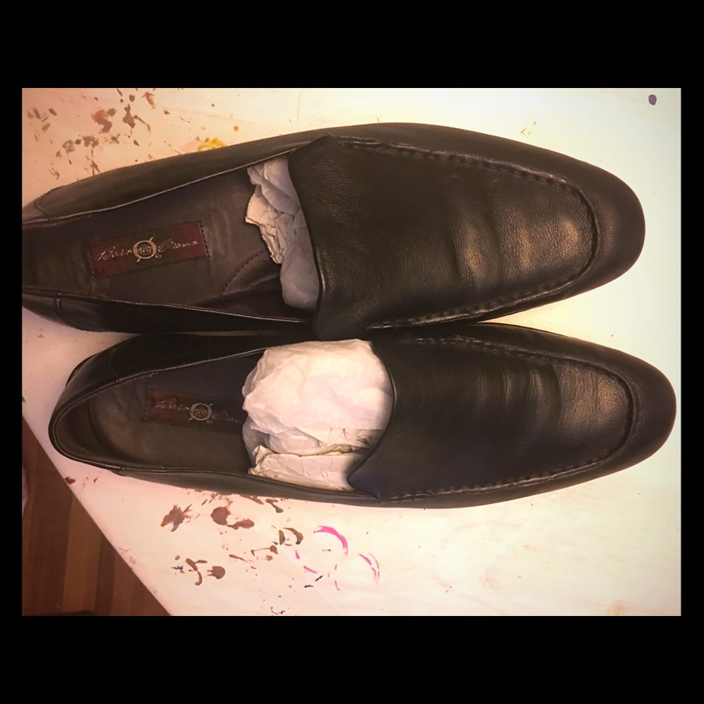 Borne Black Leather Slip Ons